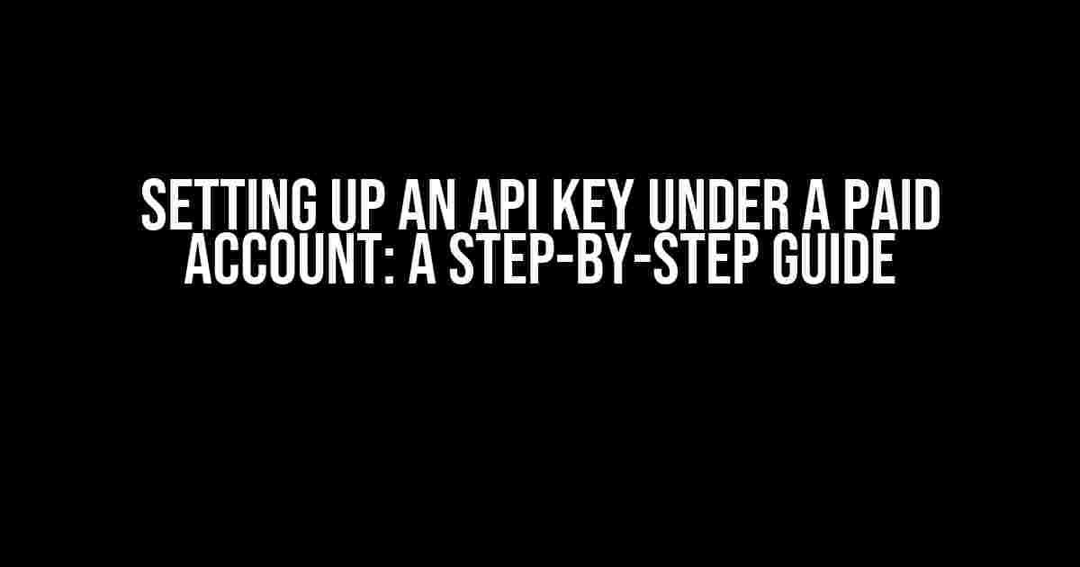 Setting up an API Key under a Paid Account: A Step-by-Step Guide