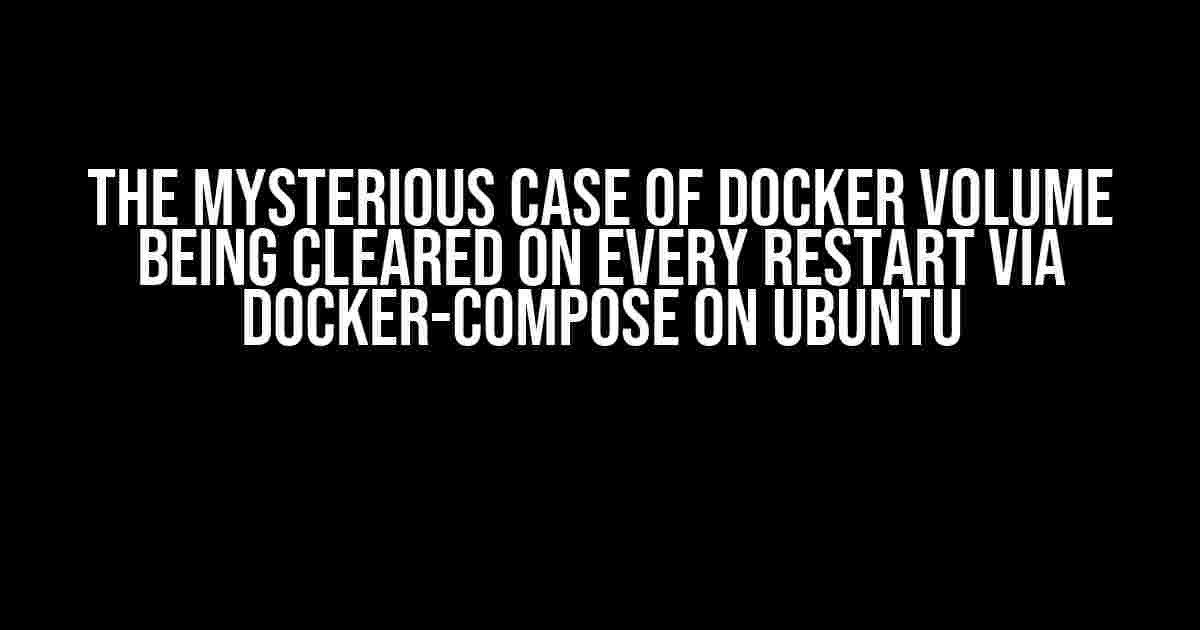 The Mysterious Case of Docker Volume Being Cleared on Every Restart via Docker-Compose on Ubuntu